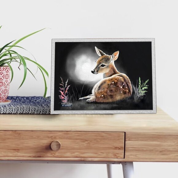 NobleCaptures Other - Choose Either 4x6 or 5x7 Baby Fawn Deer Watercolor Oil Painting Print